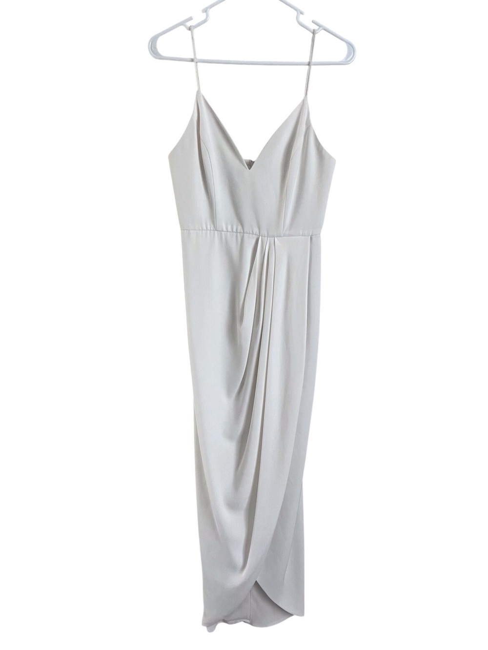 Shona Joy White Dress Wrap Draping Wedding Bridal Party Cocktail Fancy Formal 4